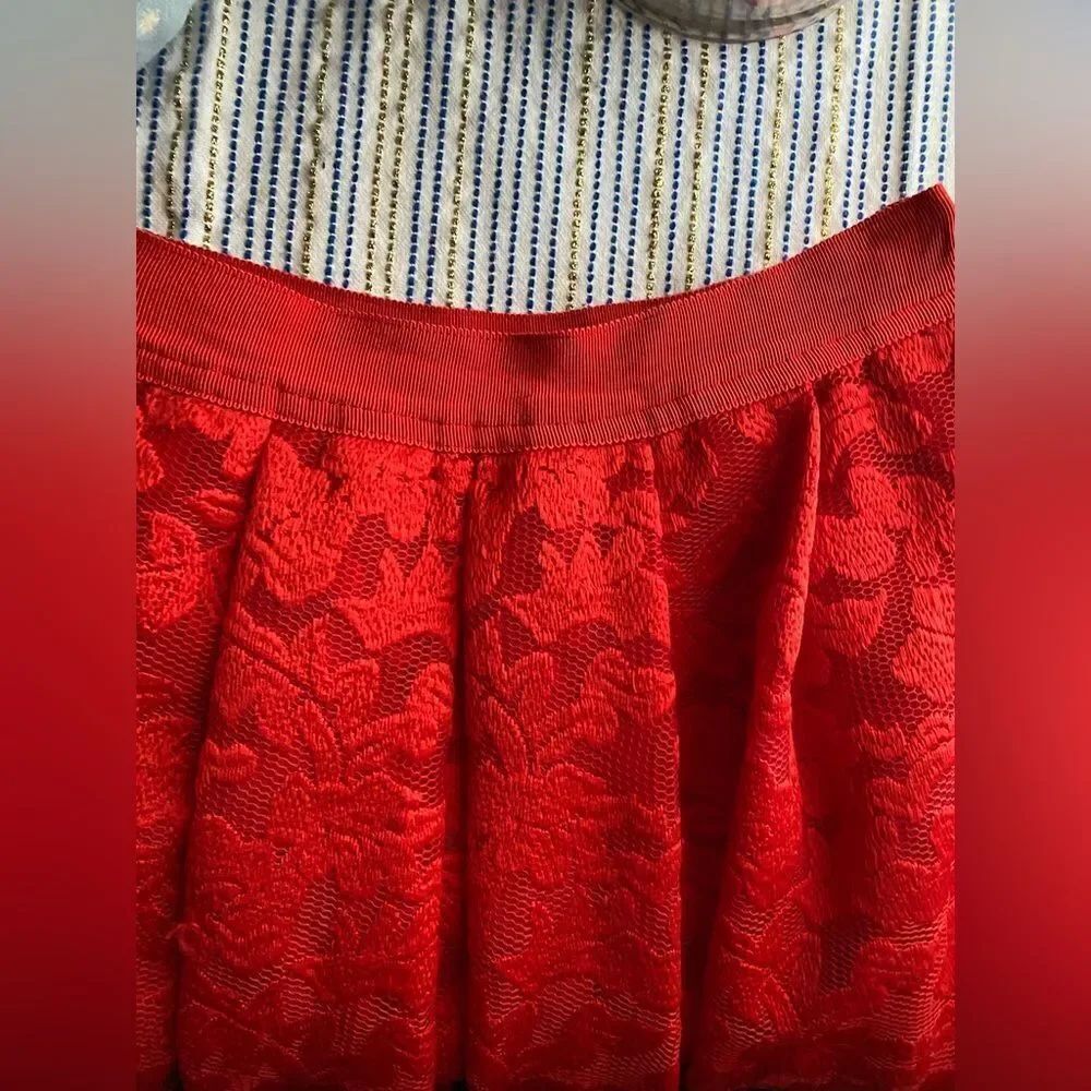 Sandro Mid-length Lace Skirt Red Sz 2 - Picture 6 of 13